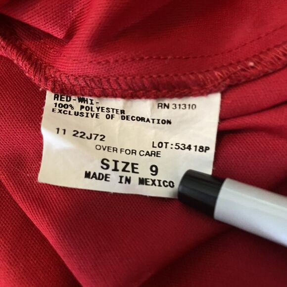 A Byer Halter Dress Red White Polka Dot Faux Wrap Lined Pinup Rockabilly Size 9 - Picture 12 of 13